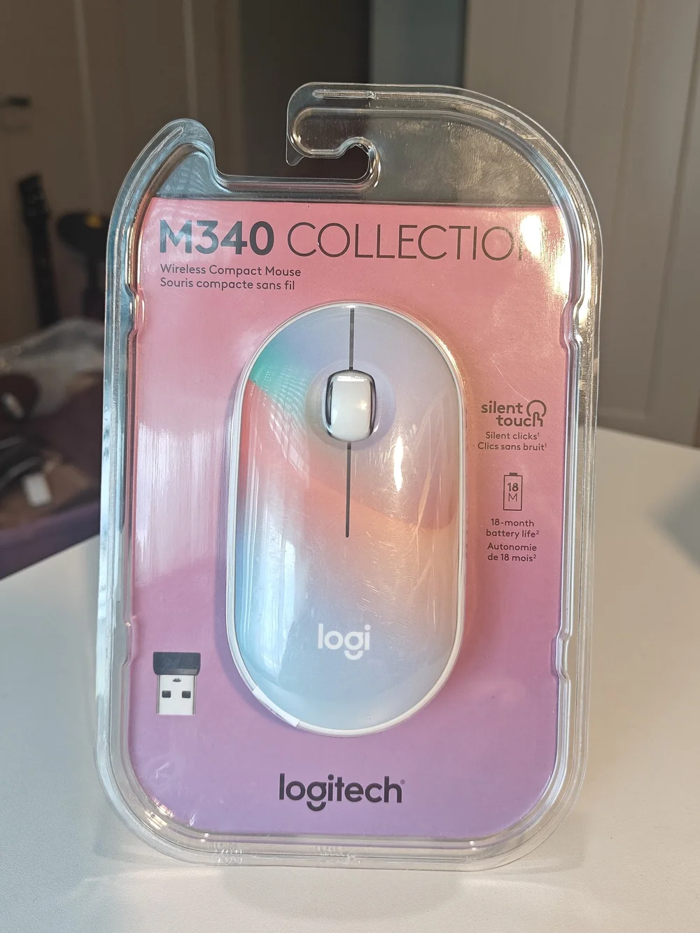 Logitech M340 Wireless Mouse - Gradient Rainbow with White Trim